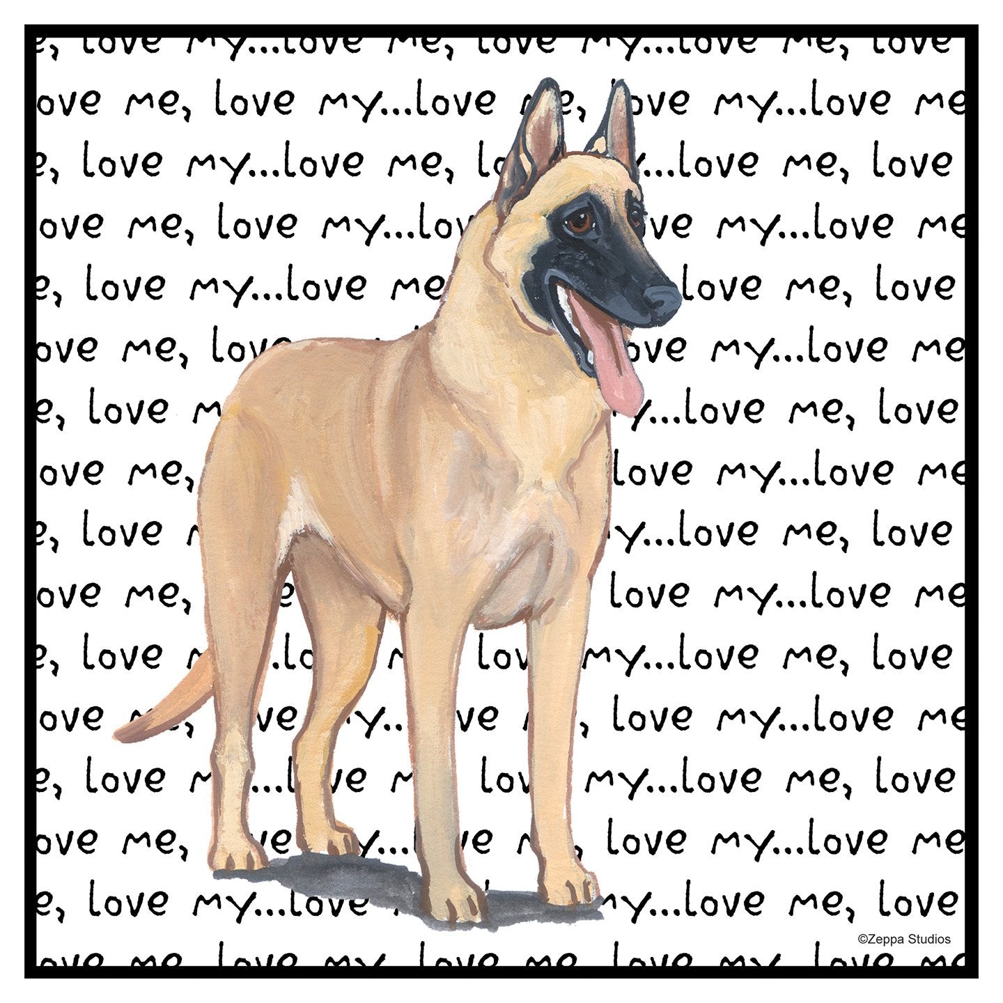 Belgian Malinois Love Text - Adult Unisex Hoodie Sweatshirt
