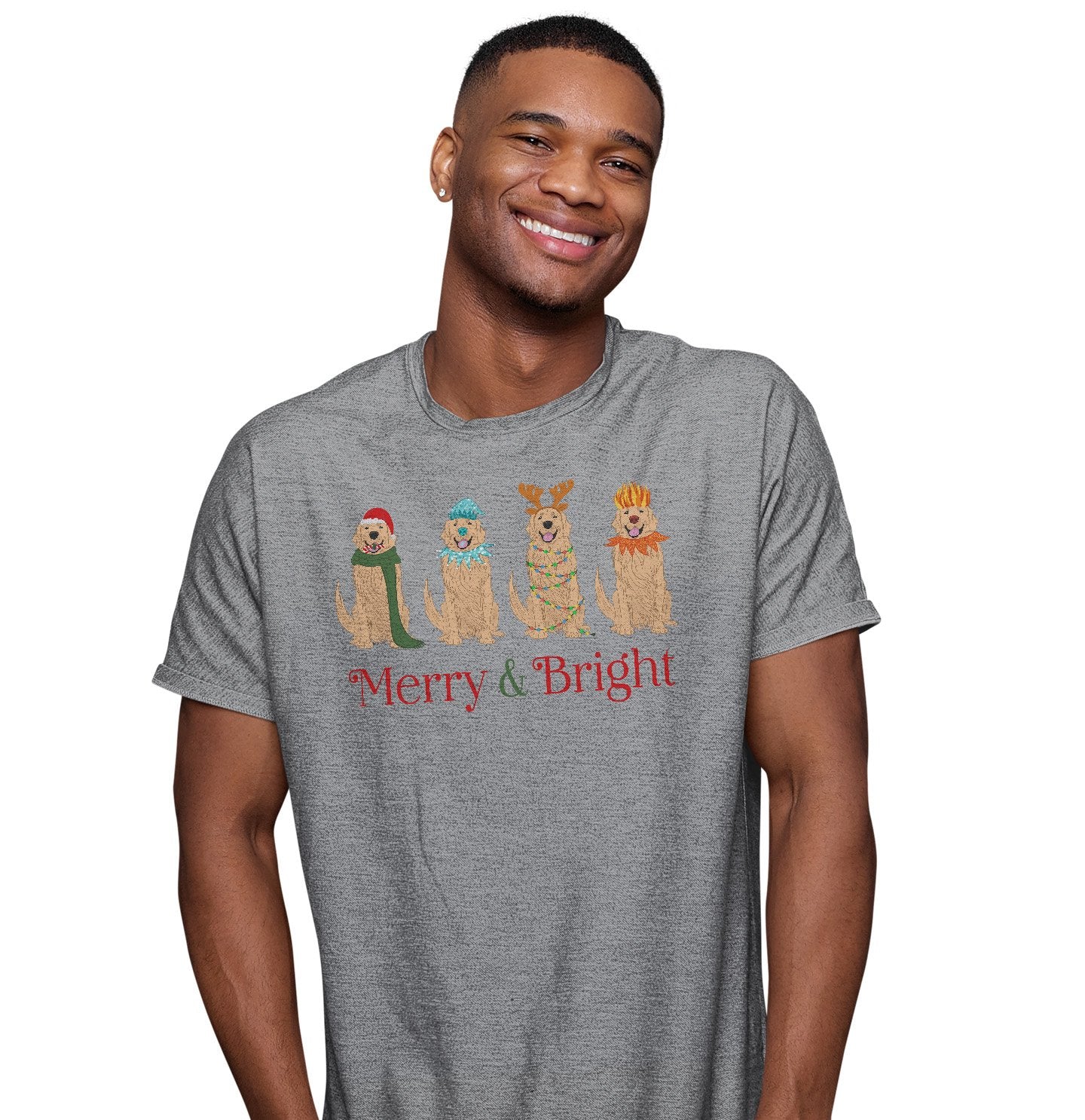 Golden Retriever Christmas Line Up - Adult Unisex T-Shirt