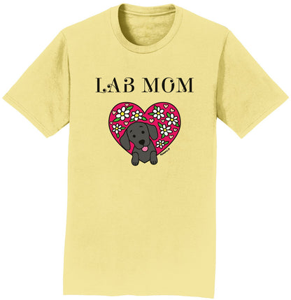 Flower Heart Black Lab Mom - Adult Unisex T-Shirt