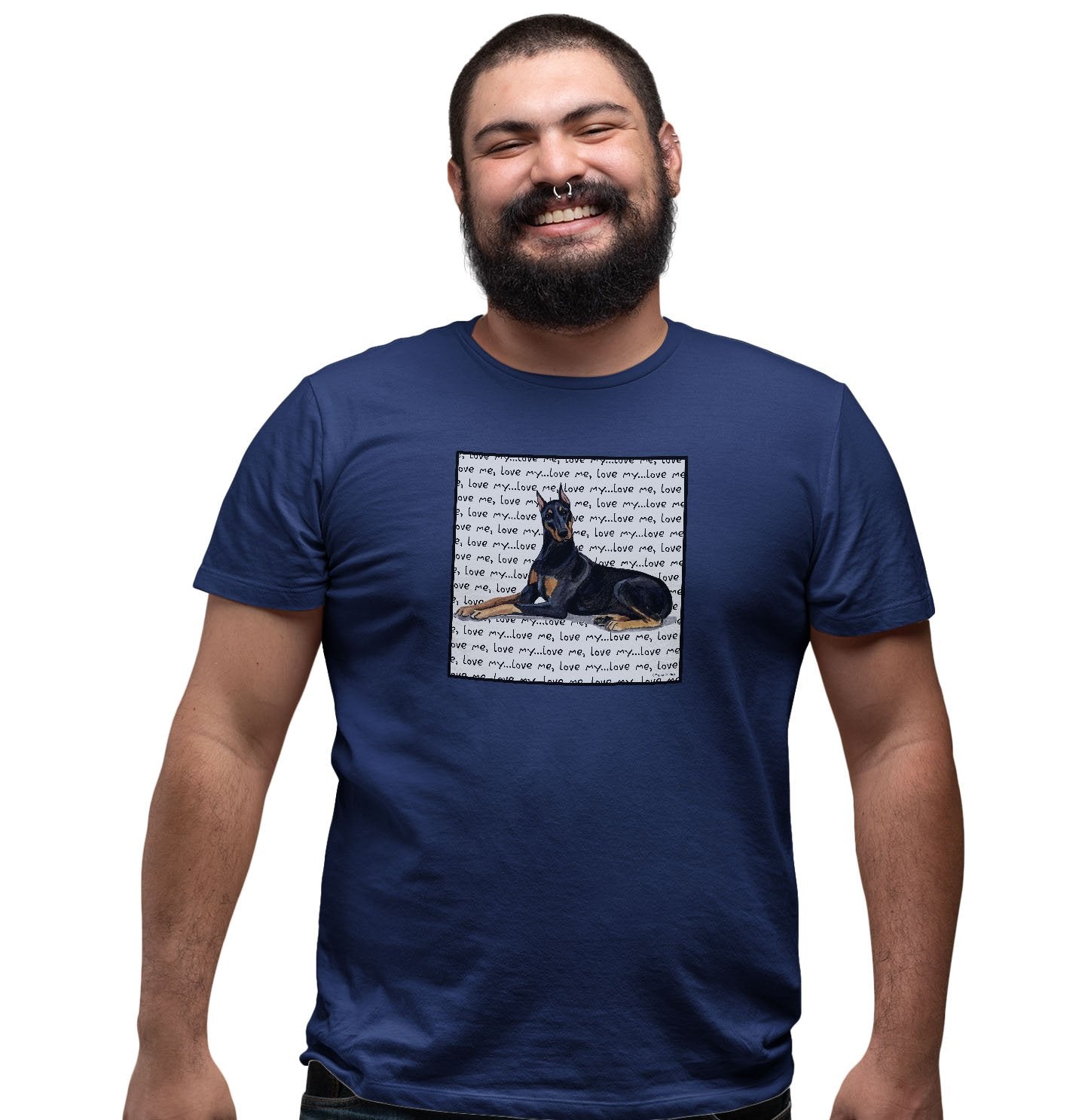 Doberman Pinscher Love Text - Adult Unisex T-Shirt