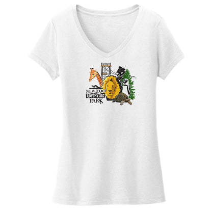 NEW Zoo & Adventure Park - NEW Zoo Minimalist Animals - Women's V-Neck T-Shirt