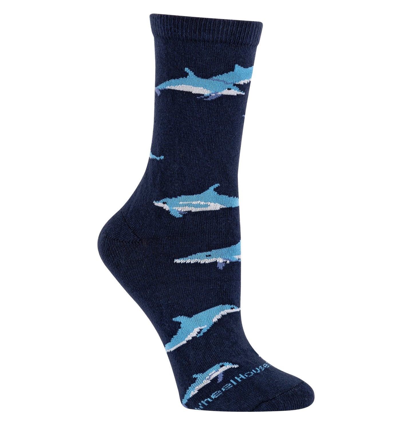 Animal Pride - Dolphins on Navy - Adult Cotton Crew Socks