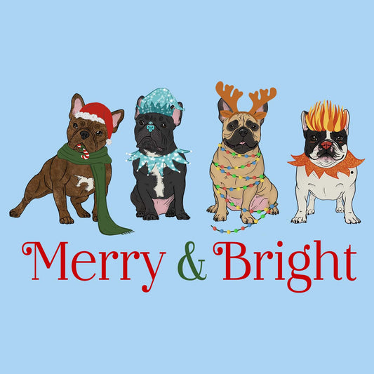 Frenchie Christmas Line Up - Adult Unisex T-Shirt