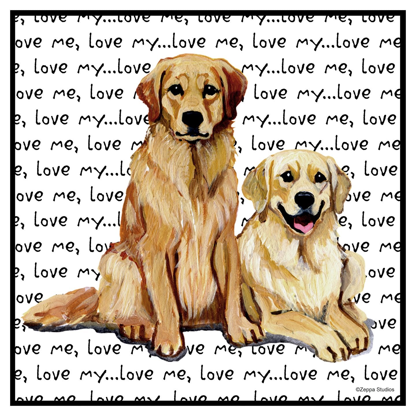 Golden Retriever Love Text Pair - Adult Unisex Hoodie Sweatshirt