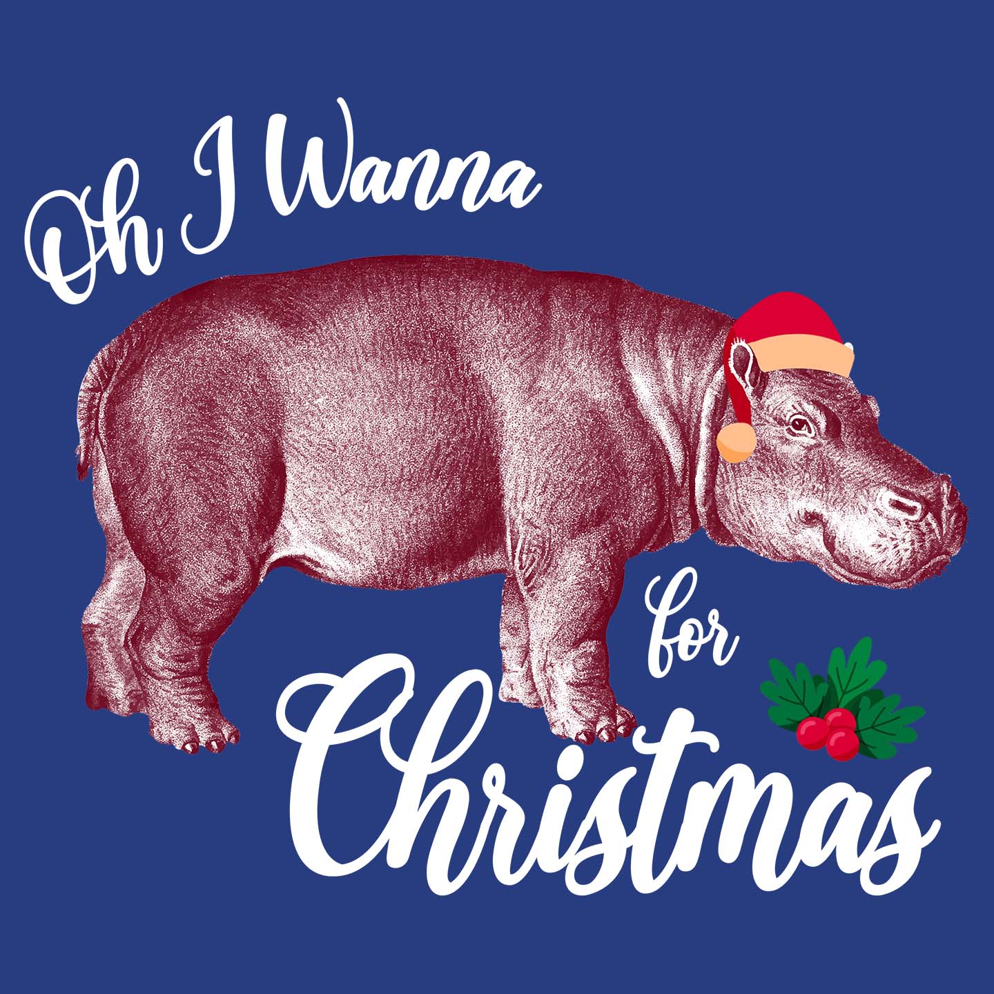 Hippopotamus for Christmas - Women's Fitted T-Shirt