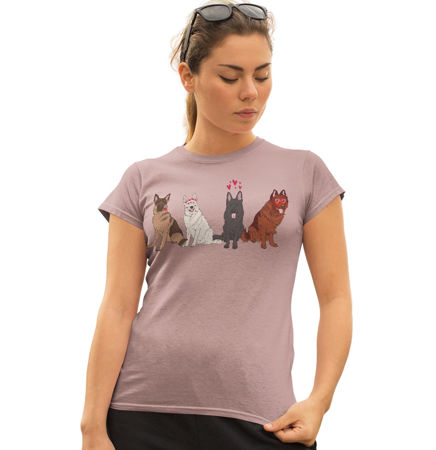 Animal Pride - German Shepherd Love Line Up - Women's Fitted T-Shirt