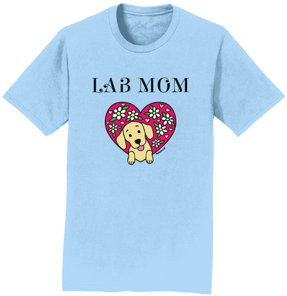 Flower Heart Yellow Lab Mom - Adult Unisex T-Shirt