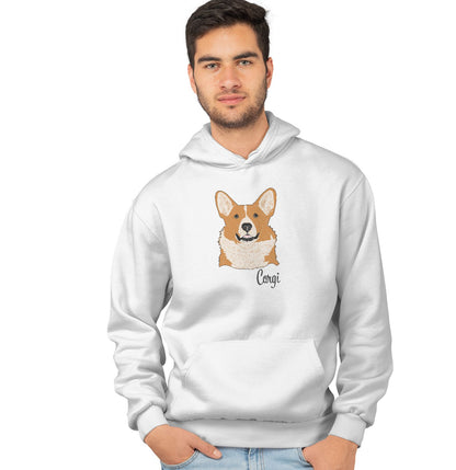 Animal Pride - Corgi Headshot - Adult Unisex Hoodie Sweatshirt