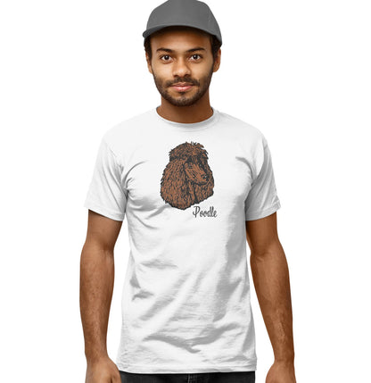 Brown Poodle Headshot - Adult Unisex T-Shirt