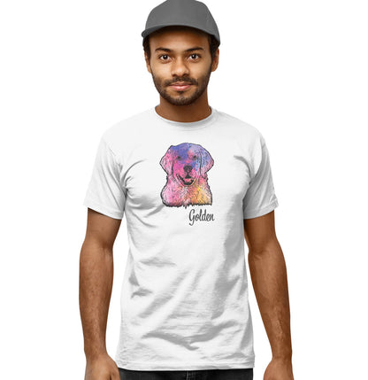 Colorful Golden Retriever Headshot - Adult Unisex T-Shirt