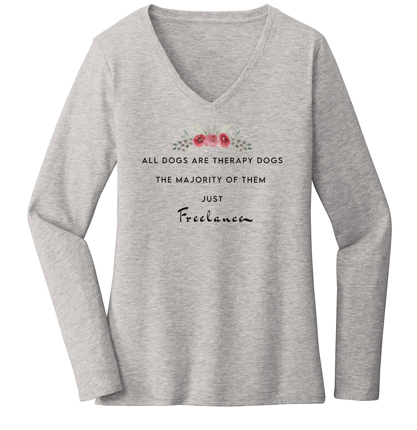 Therapy Dogs Freelance - Women's V-Neck Long Sleeve T-Shirt