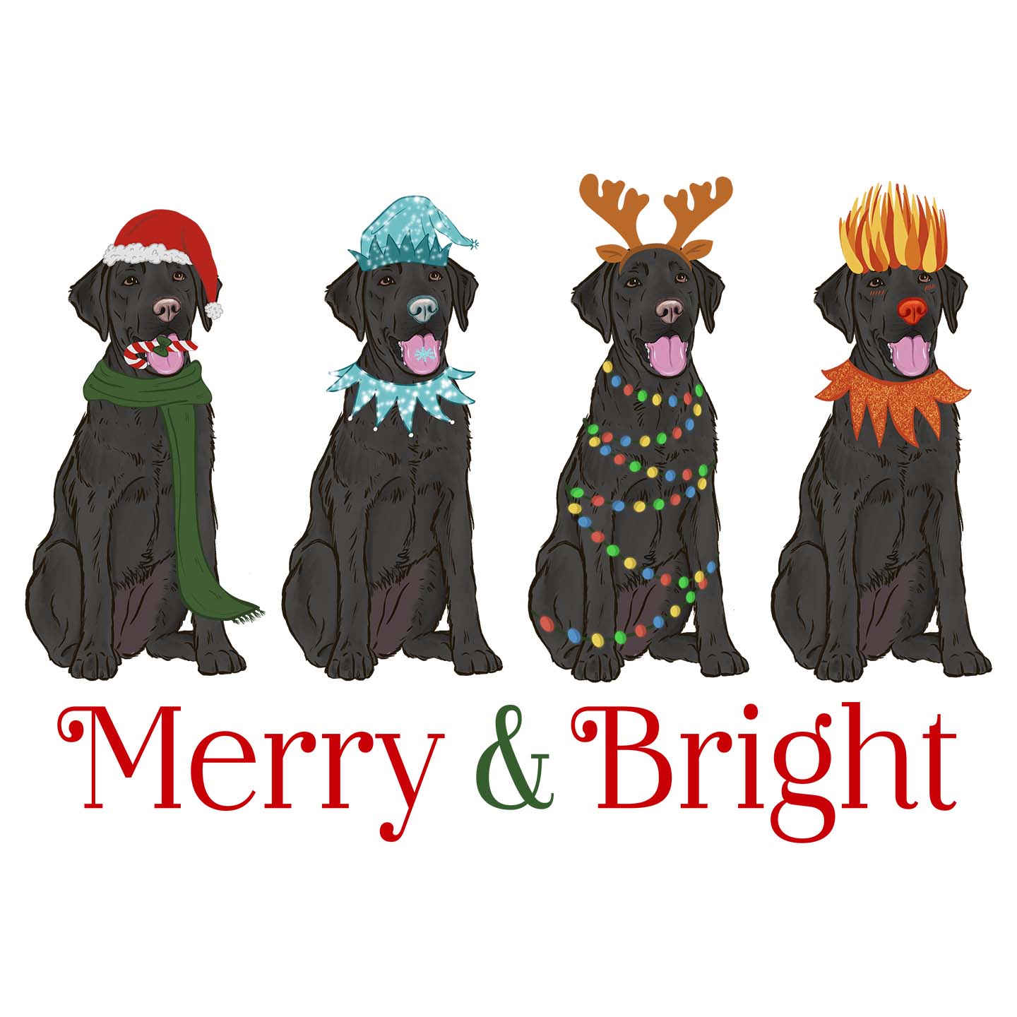 Black Lab Christmas Line Up - Adult Unisex Hoodie Sweatshirt