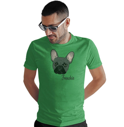 Grey Frenchie Headshot - Adult Unisex T-Shirt