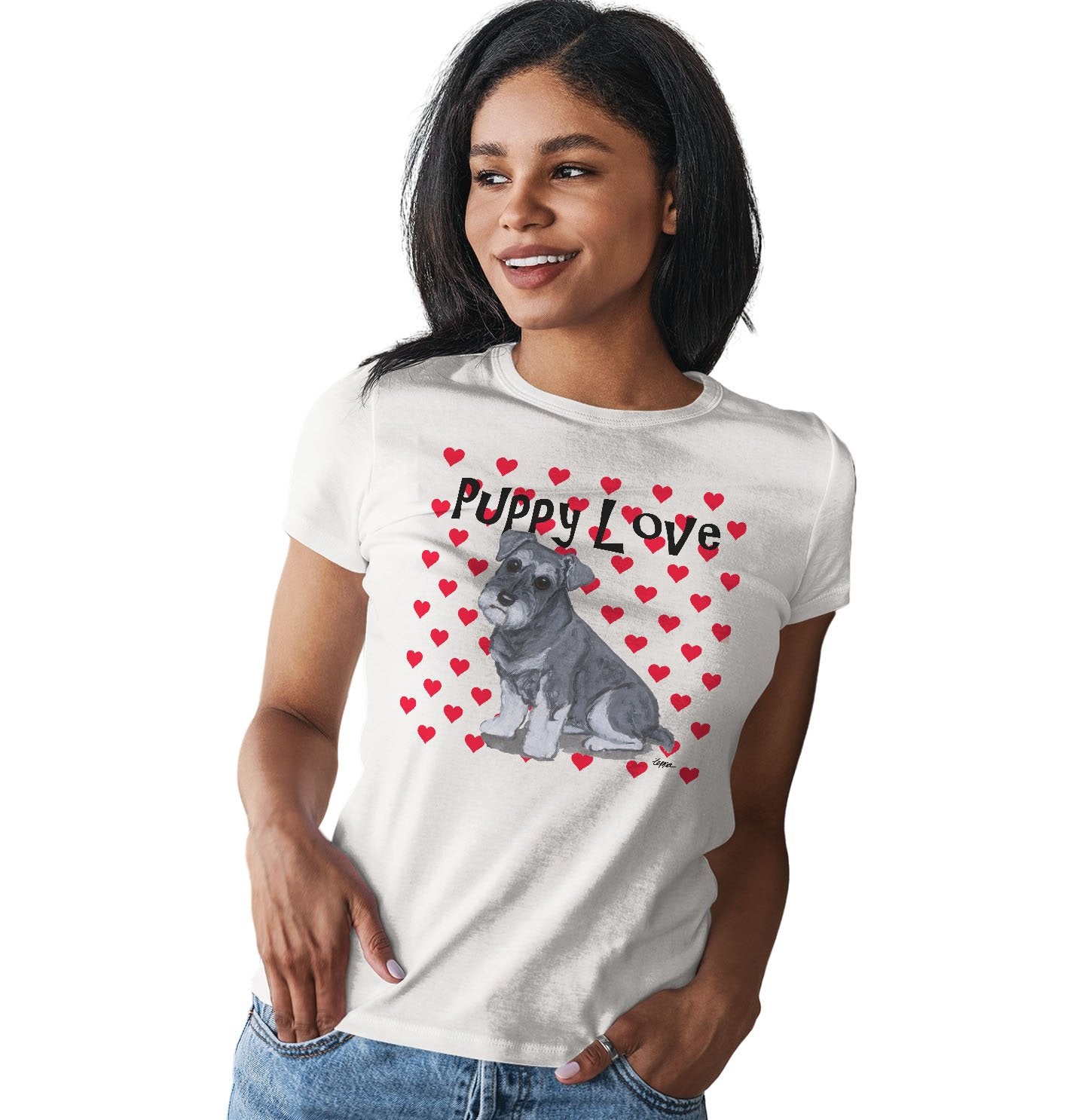 Schnauzer Puppy Love - Women's Fitted T-Shirt