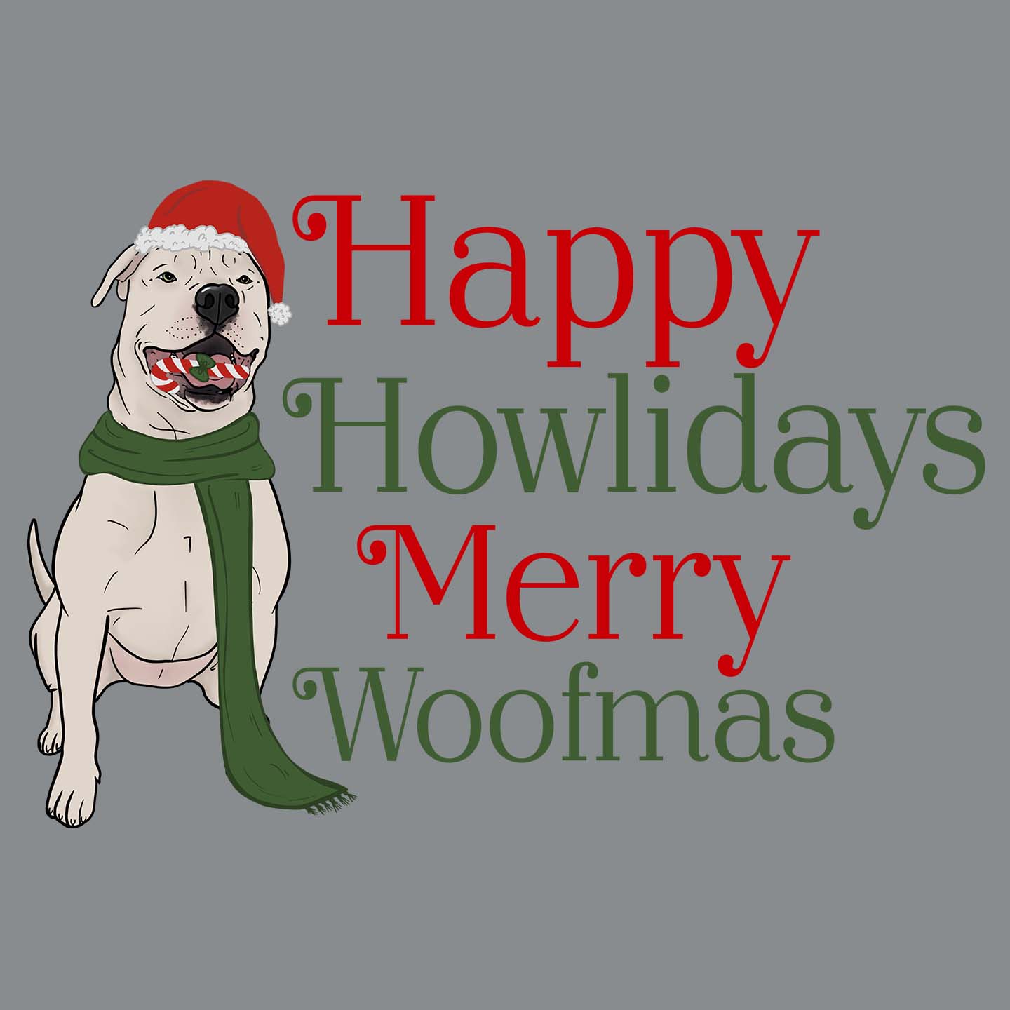 Merry Woofmas Pit Bull - Adult Unisex Crewneck Sweatshirt