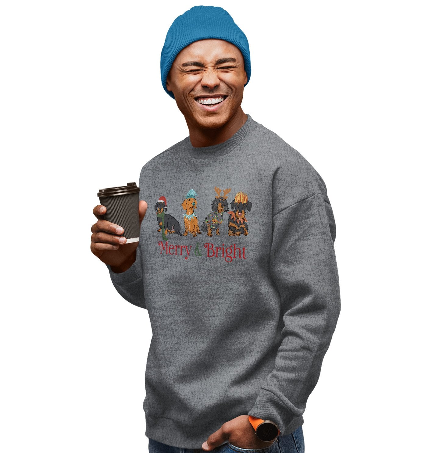 Animal Pride - Dachshund Christmas Line Up - Adult Unisex Crewneck Sweatshirt