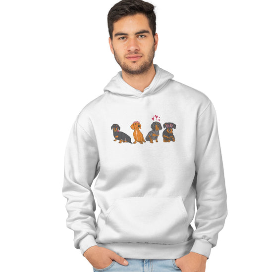 Animal Pride - Dachshund Love Line Up - Adult Unisex Hoodie Sweatshirt