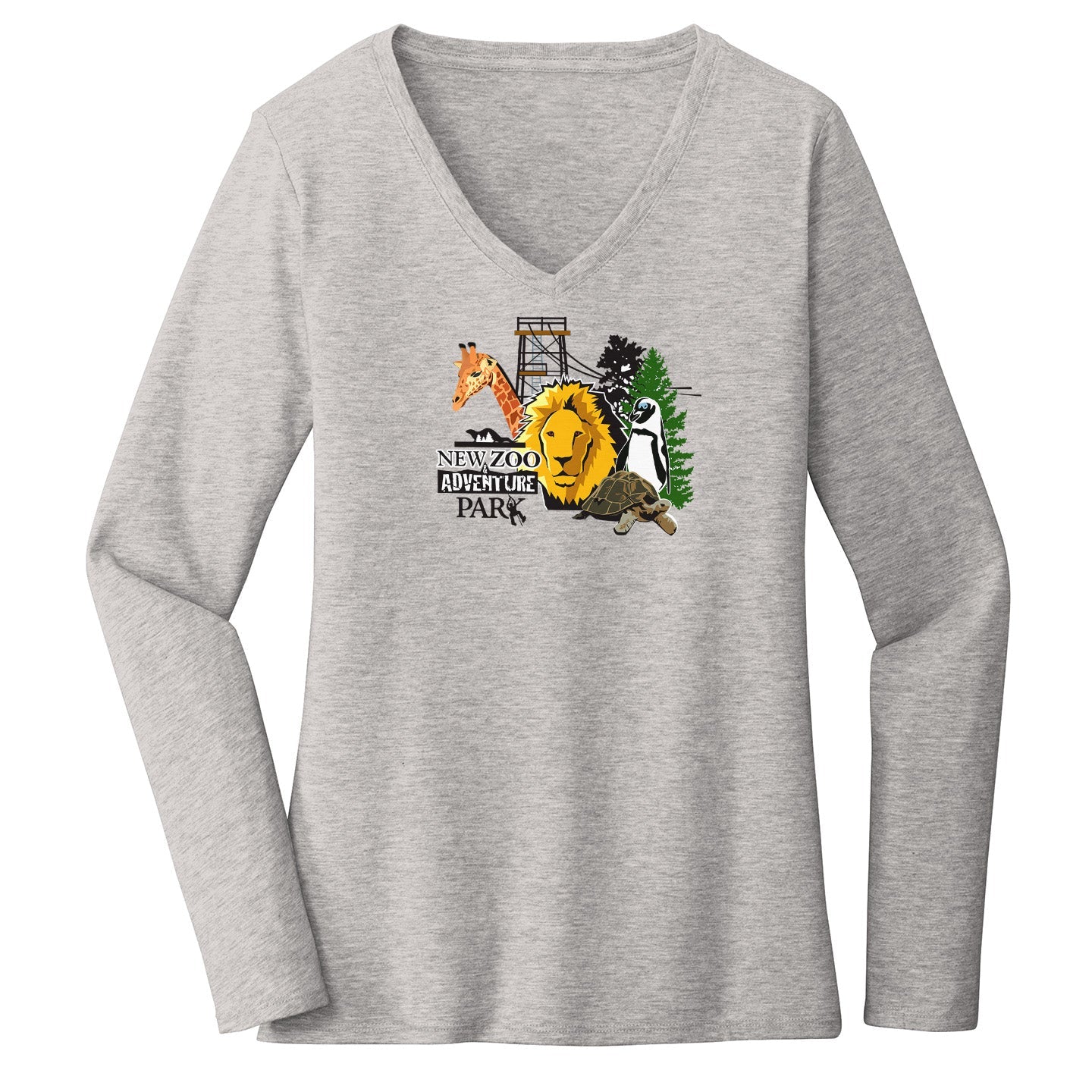 NEW Zoo & Adventure Park - NEW Zoo Minimalist Animals - Women's V-Neck Long Sleeve T-Shirt