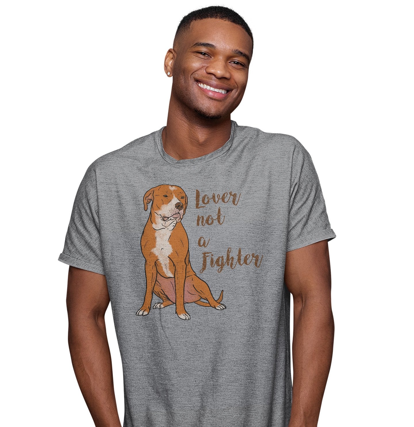 Red & White Pit Bull Lover Not Fighter - Adult Unisex T-Shirt