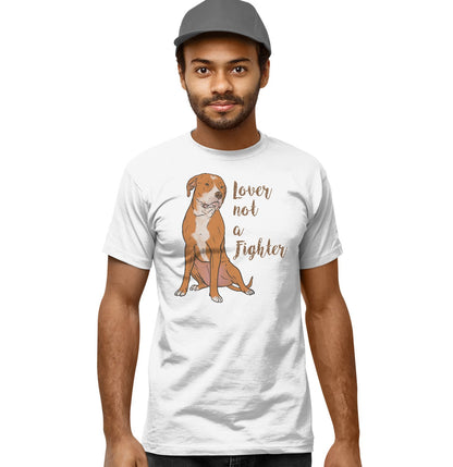 Red & White Pit Bull Lover Not Fighter - Adult Unisex T-Shirt