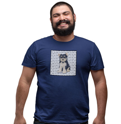 Yorkie Puppy Love Text - Adult Unisex T-Shirt