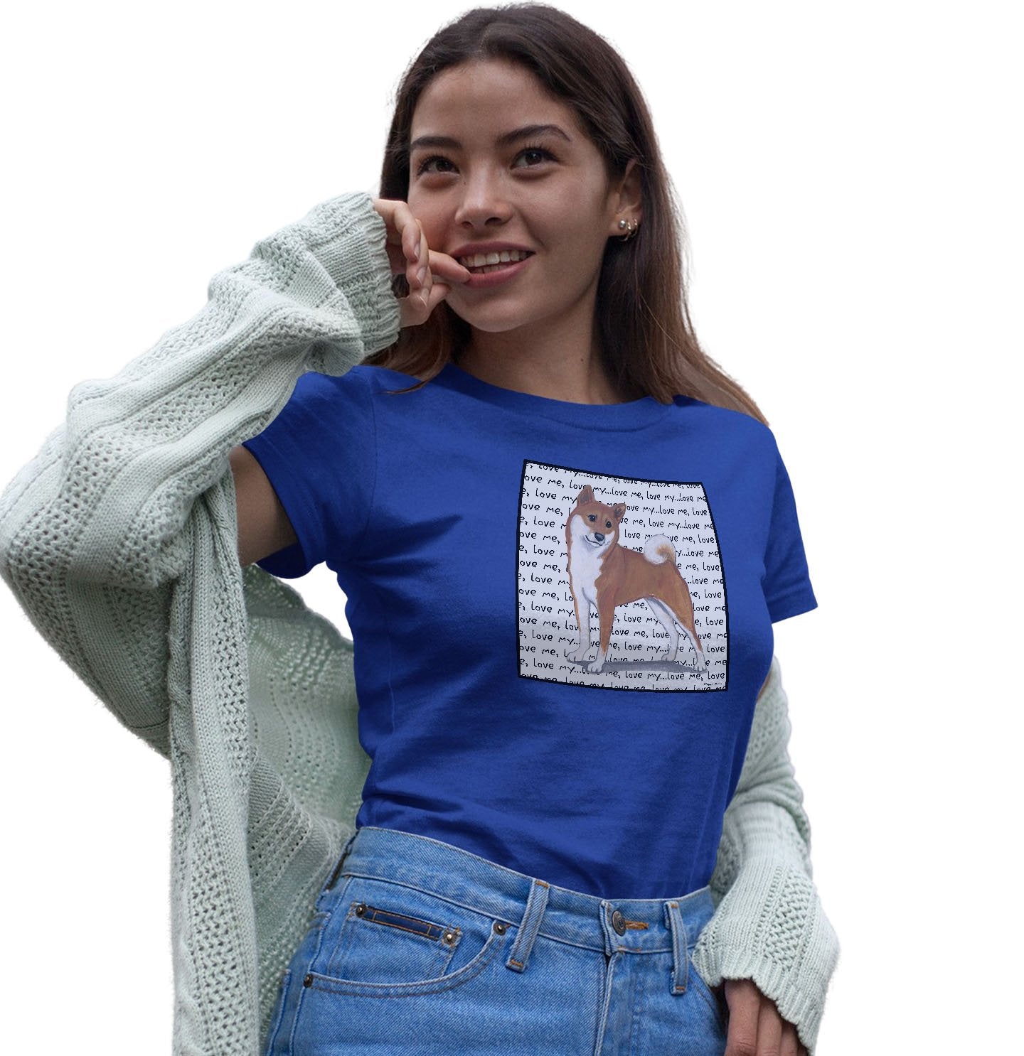 Shiba Inu Love Text - Women's Fitted T-Shirt