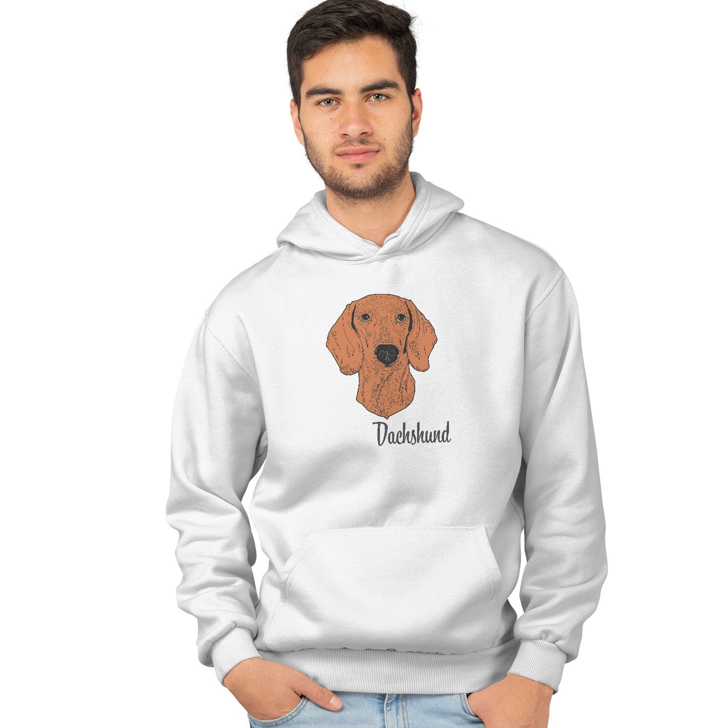 Animal Pride - Red Dachshund Headshot - Adult Unisex Hoodie Sweatshirt