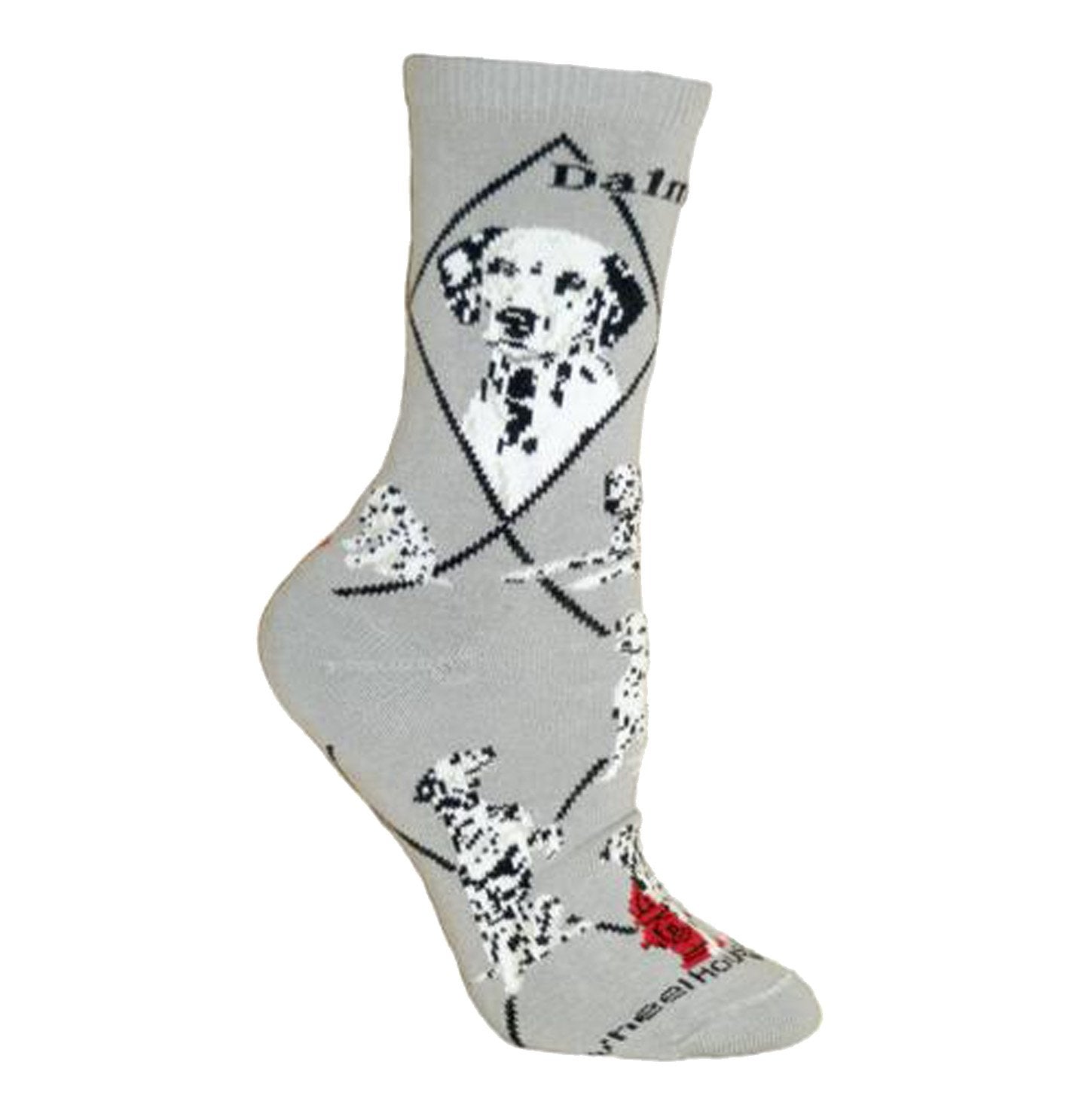 Animal Pride - Dalmatian on Grey - Adult Cotton Crew Socks