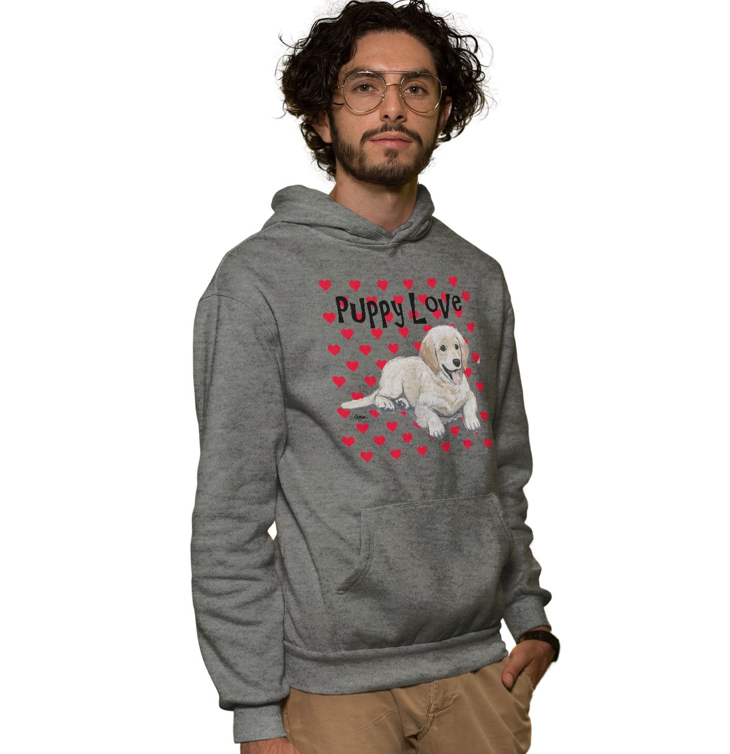 Animal Pride - Golden Puppy Love - Adult Unisex Hoodie Sweatshirt