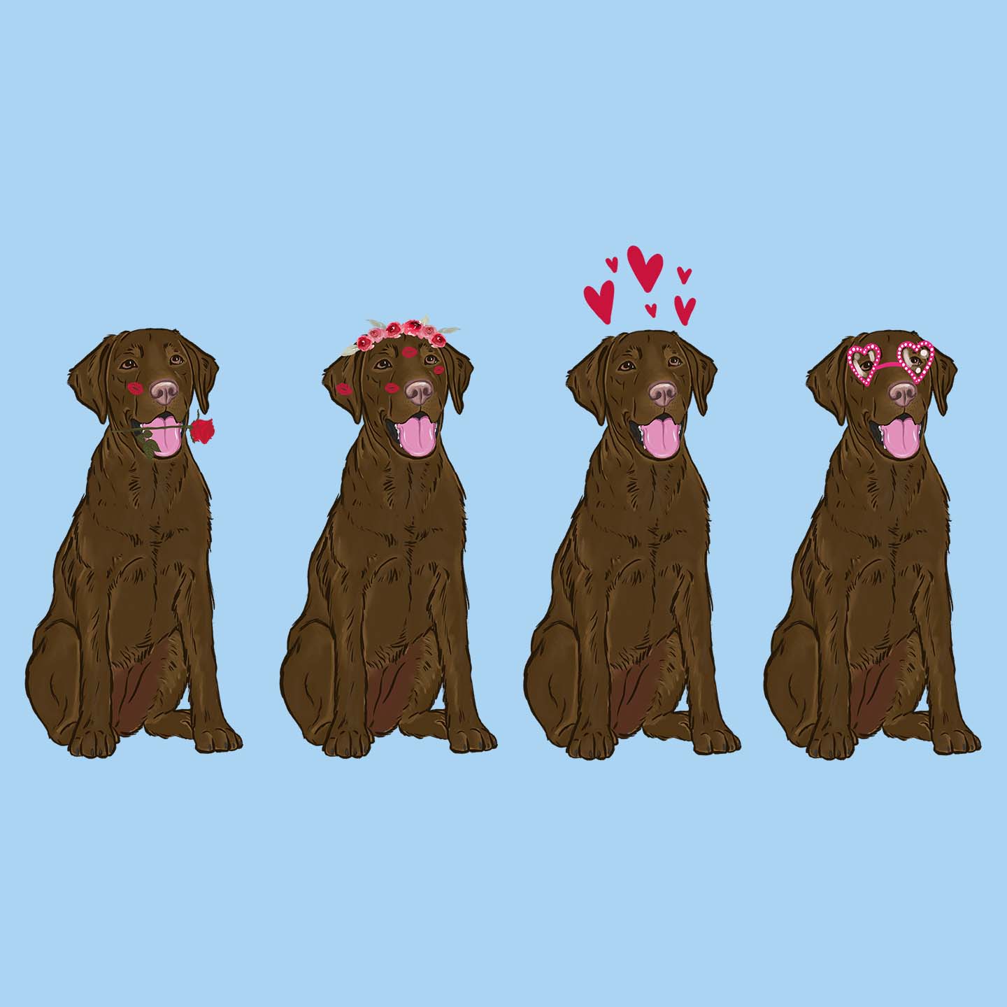 Chocolate Lab Love Line Up - Adult Unisex T-Shirt