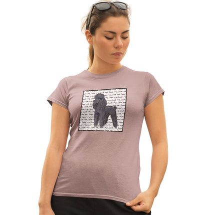 Black Poodle Love Text - Women's Fitted T-Shirt