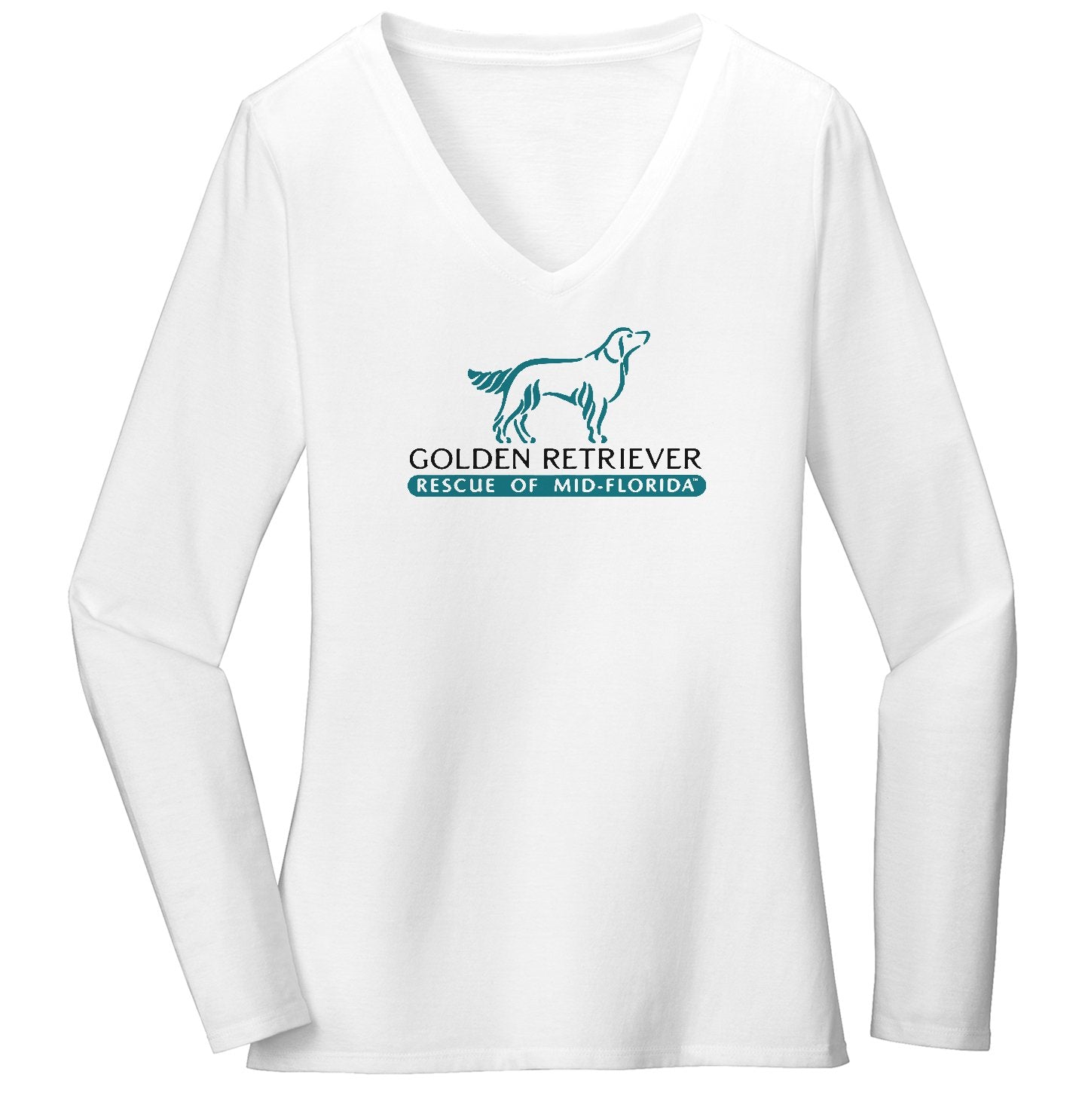 Golden Retriever Rescue of Mid-Florida Logo - Ladies' V-Neck Long Sleeve T-Shirt