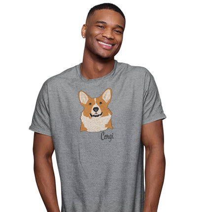 Corgi Headshot - Adult Unisex T-Shirt