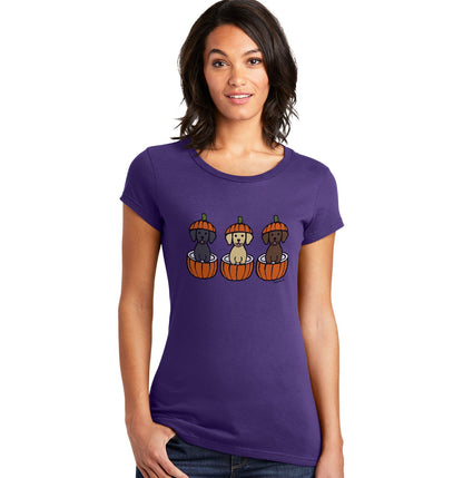 3 Pumpkin Lab Pups - Women's Fitted T-Shirt