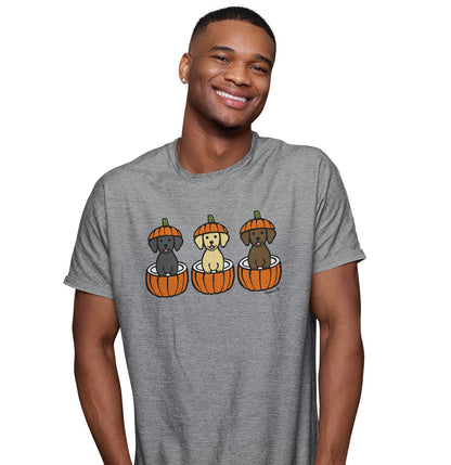 3 Pumpkin Lab Pups - Adult Unisex T-Shirt