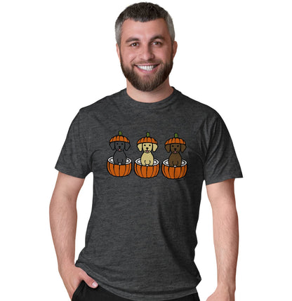 3 Pumpkin Lab Pups - Adult Unisex T-Shirt