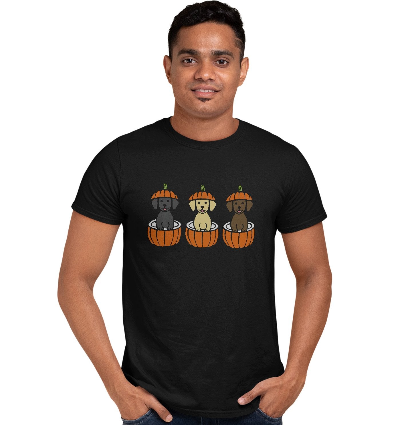 3 Pumpkin Lab Pups - Adult Unisex T-Shirt