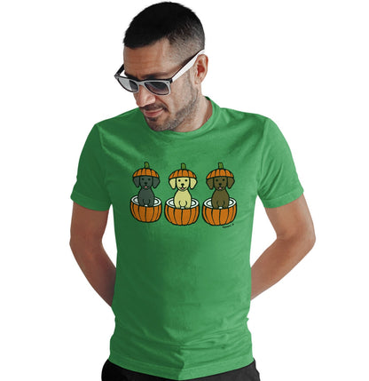 3 Pumpkin Lab Pups - Adult Unisex T-Shirt