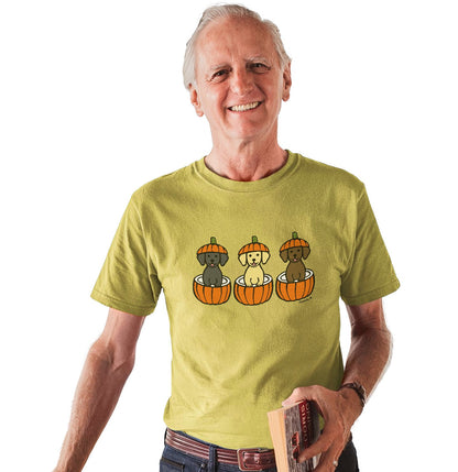 3 Pumpkin Lab Pups - Adult Unisex T-Shirt