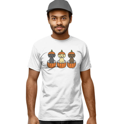 3 Pumpkin Lab Pups - Adult Unisex T-Shirt