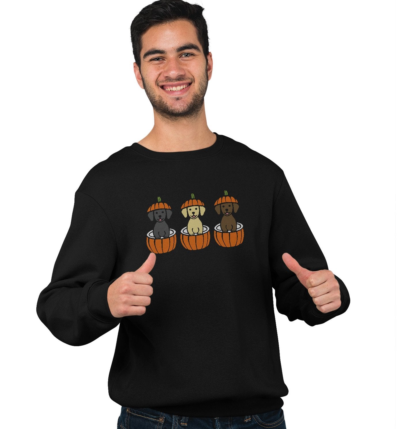 3 Pumpkin Lab Pups - Halloween - Adult Unisex Crewneck Sweatshirt