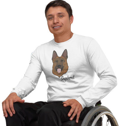 Tan & Red German Shepherd Headshot - Adult Unisex Long Sleeve T-Shirt