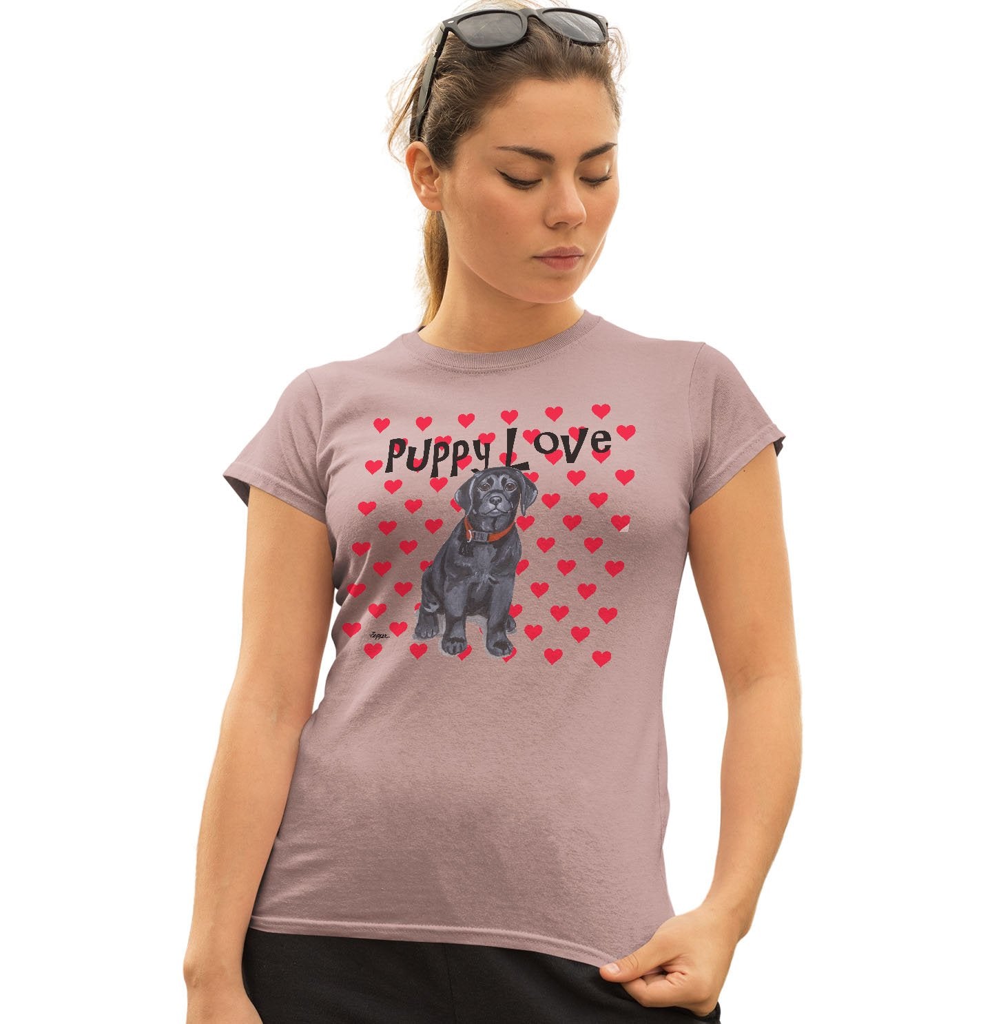 Black Lab Puppy Love - Women's Fitted T-Shirt