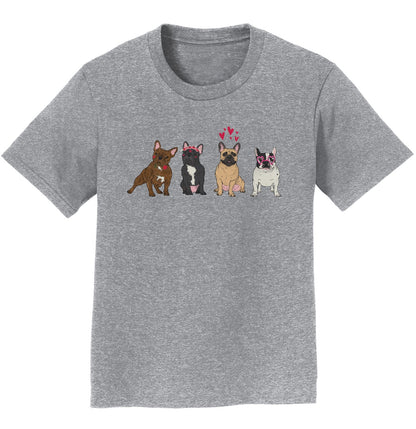 Frenchie Love Line Up - Kids' Unisex T-Shirt