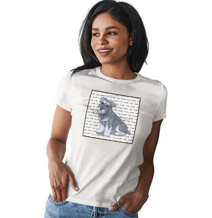 Schnauzer Puppy Love Text - Women's Fitted T-Shirt