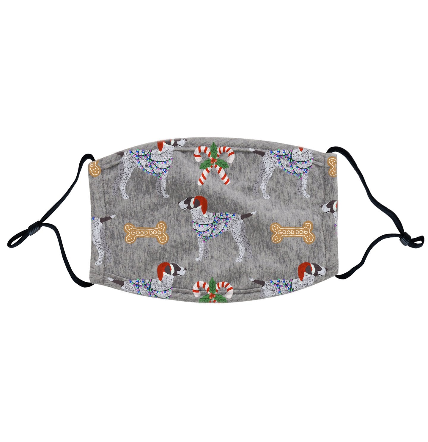 Christmas Face Mask - German Pointer Pattern - Adjustable, Breathable