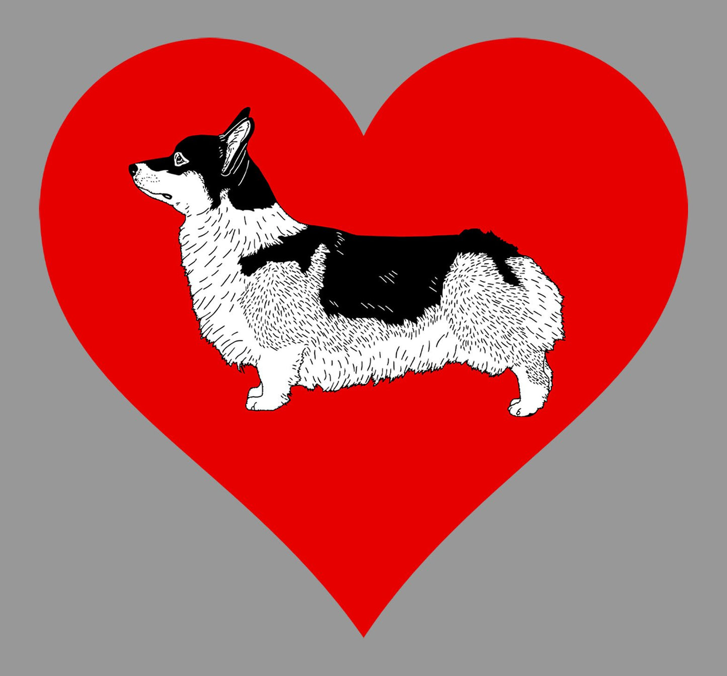 Tri-color Pembroke Welsh Corgi on Heart Left Chest - Women's Full-Zip Hoodie Sweatshirt