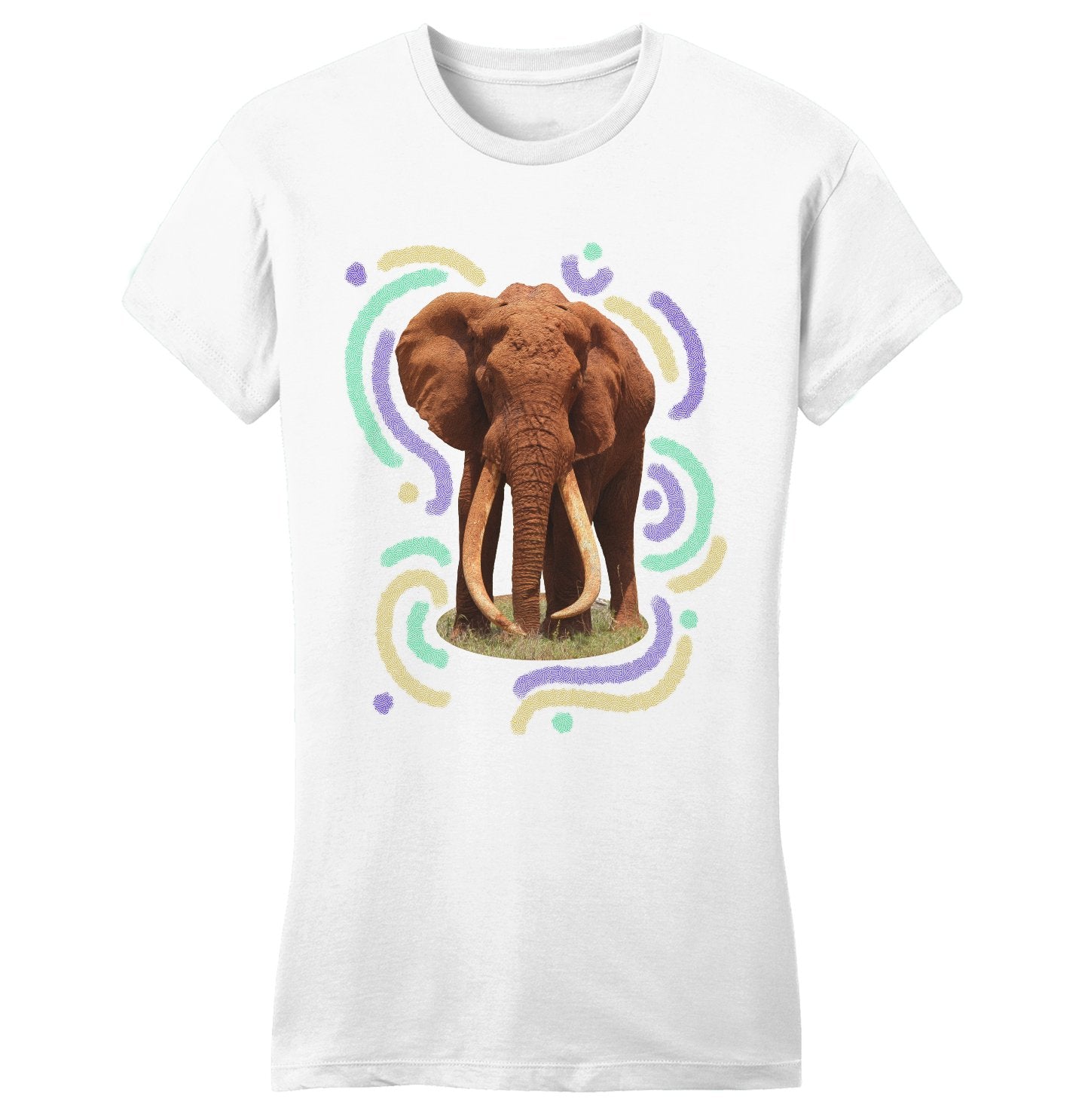 Wiggly Lines Elephant - Women's Fitted T-Shirt