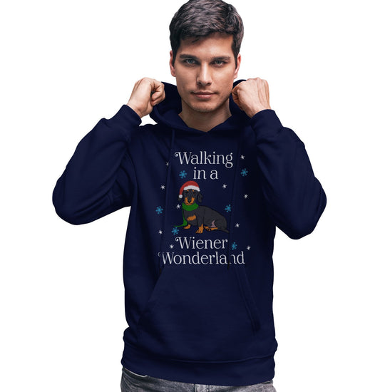 Animal Pride - Black Wiener Wonderland - Adult Unisex Hoodie Sweatshirt