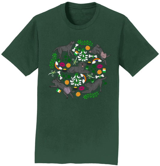 Animal Pride - Black Labrador Green Fleur Design - Adult Unisex T-Shirt